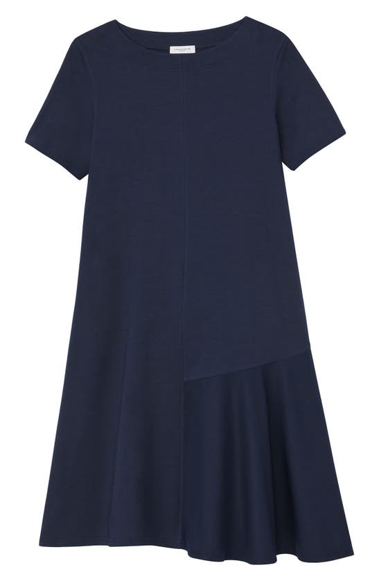 Shop Lafayette 148 Flounce Hem Cotton Jersey T-shirt Dress In Ink