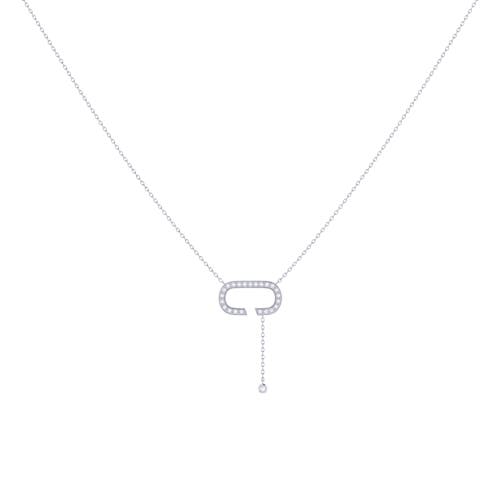 LUVMYJEWELRY LUVMYJEWELRY CELIA C STERLING SILVER DIAMOND LARIAT NECKLACE 