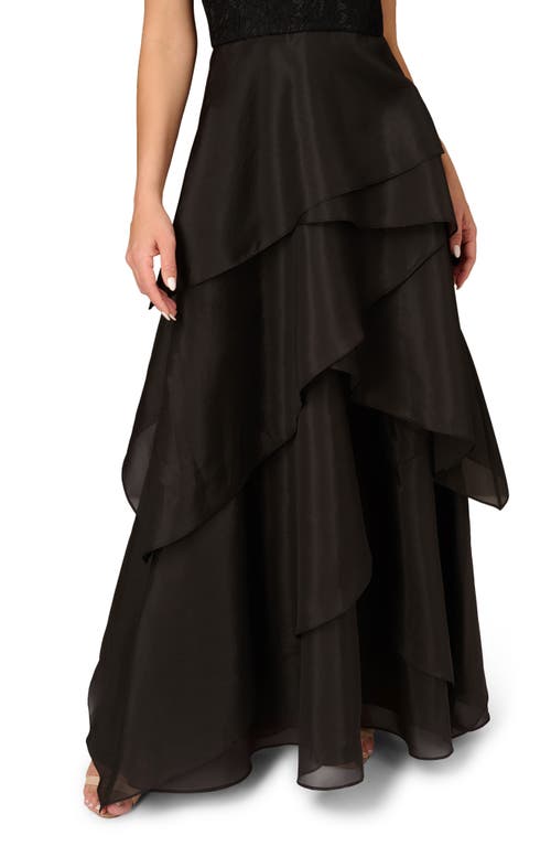 Shop Aidan Mattox By Adrianna Papell Lace & Organza Off The Shoulder Ballgown In Black