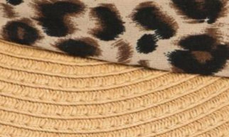 Vince Camuto Chiffon Tie Bow Straw Visor In Leopard