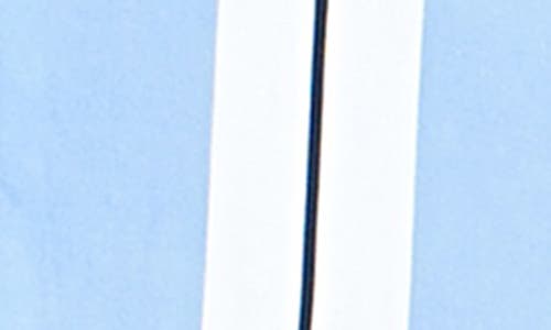 Grey Lab Stripe Power Shoulder Long Sleeve Shirtdress In Powder Blue/white
