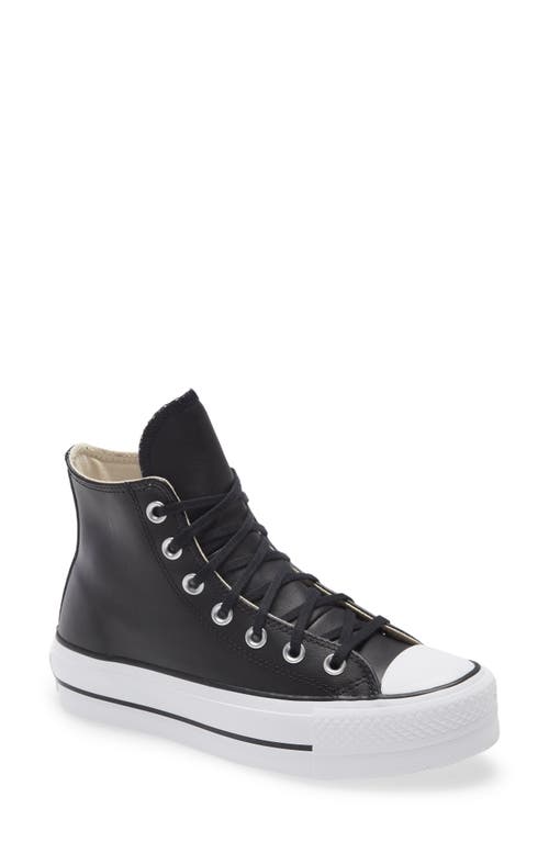Shop Converse Chuck Taylor® All Star® Leather High Top Platform Sneaker In Black/black/white