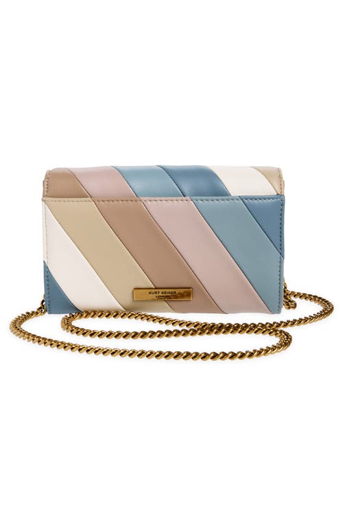 Shop Kurt Geiger London Soho Stripe Leather Chain Wallet In Blue