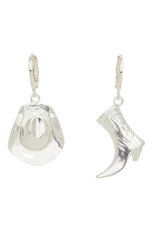 Faye Mismatched Western Drop Earrings in Silver