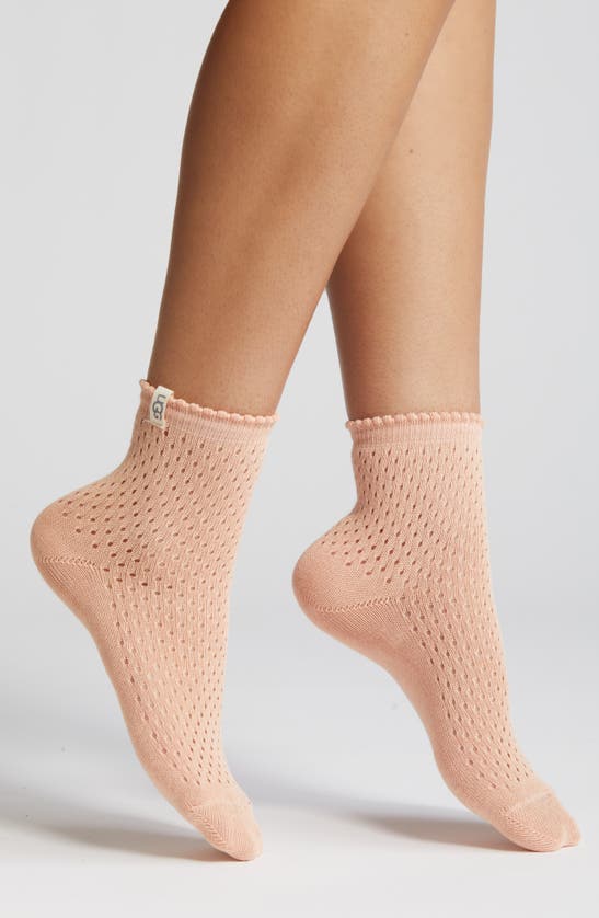 Ugg Adabella Pointelle Quarter Socks In Sunstone