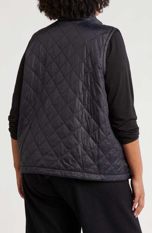 Eileen Fisher Reversible Quilted Stand-collar Vest In Black