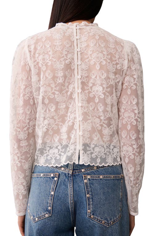 Shop Mango Embroidered See Through Top In Off White