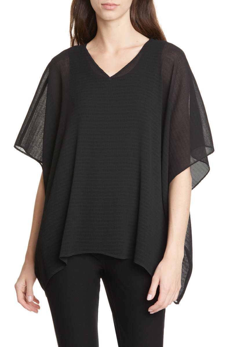 Eileen Fisher Plissé Recycled Polyester Poncho Top | Nordstrom