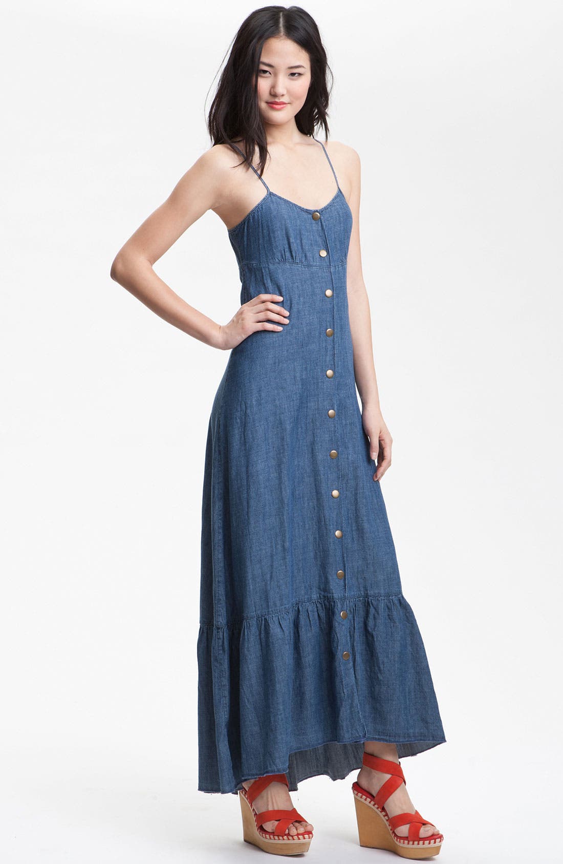 Free People Cutout Back Chambray Maxi Dress Nordstrom