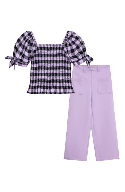 Habitual Kids Kids' Smocked Puff Sleeve Top & Pants Set in Lilac