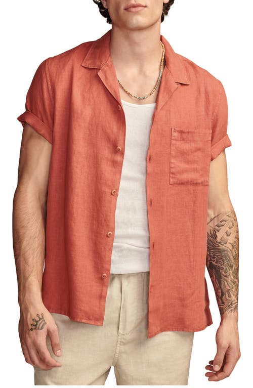 Solid Linen Camp Shirt in Burnt Henna
