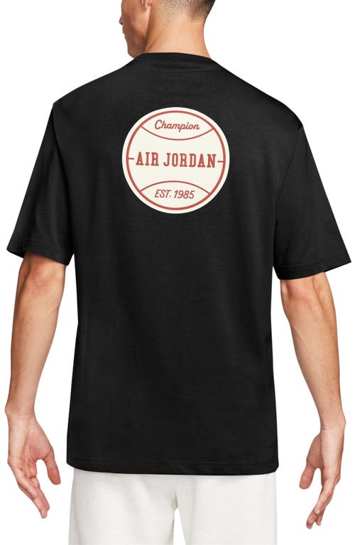 Shop Nike Jordan Flight Cotton Graphic T-shirt In Black/white/dune Red