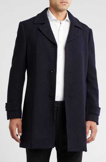 Shop English Laundry Wool Blend Coat In Navy