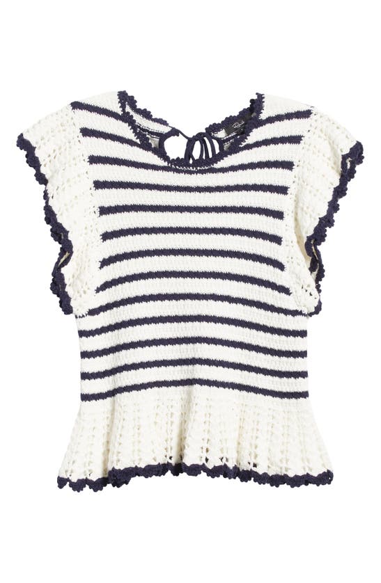 Shop Rails Coen Ruffle Sleeve Peplum Cotton Sweater In Anadia Stripe