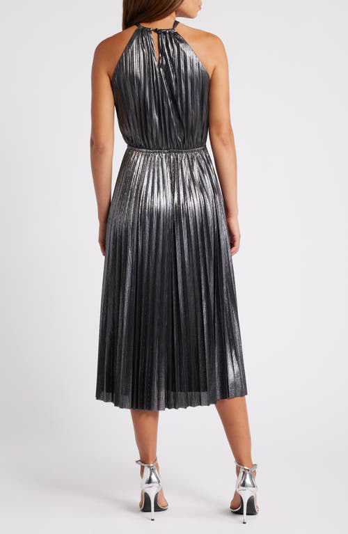 Shop Chelsea28 Metallic Pleated Cocktail Dress In Gunmetal