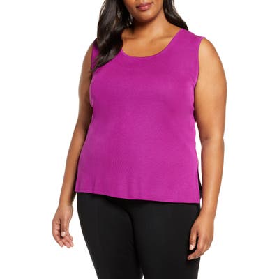 Plus Size Ming Wang Scoop Neck Knit Tank, Purple