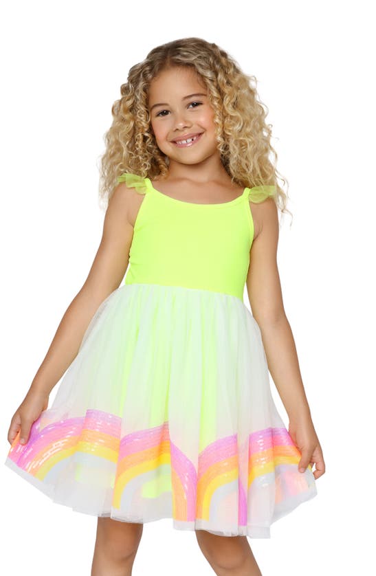 Shop Mia New York Kids' Rainbow Tutu Dress In Lime