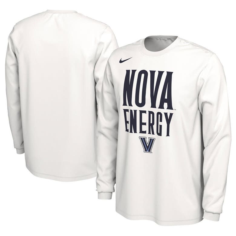 Nike Unisex   White Villanova Wildcats 2024 On-court Bench Energy Long Sleeve T-shirt