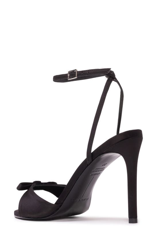 Black Suede Studio Albie Ankle Strap Sandal In Black Satin