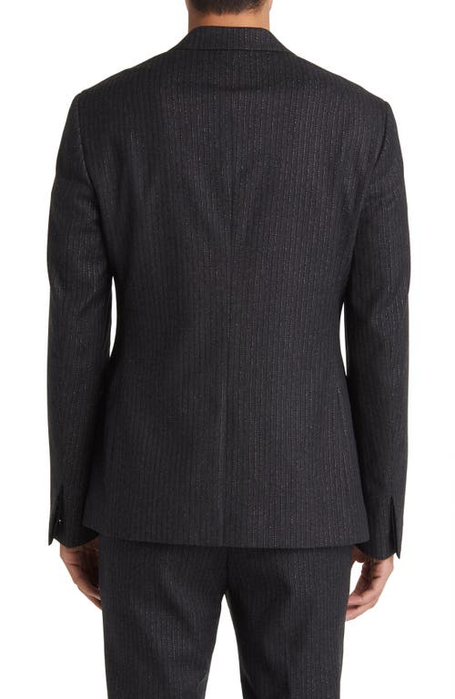 Allsaints Androm Metallic Pinstripe Blazer In Charcoal Grey
