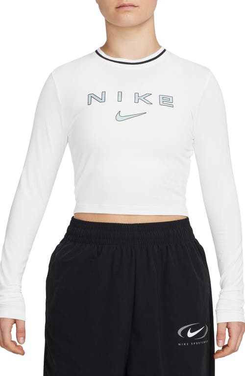 Shop Nike Sportswear Chill Slim Long Sleeve Crop T-shirt In White