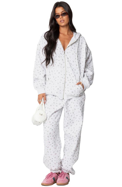 Edikted Floral Oversize Sweatpants In Cream