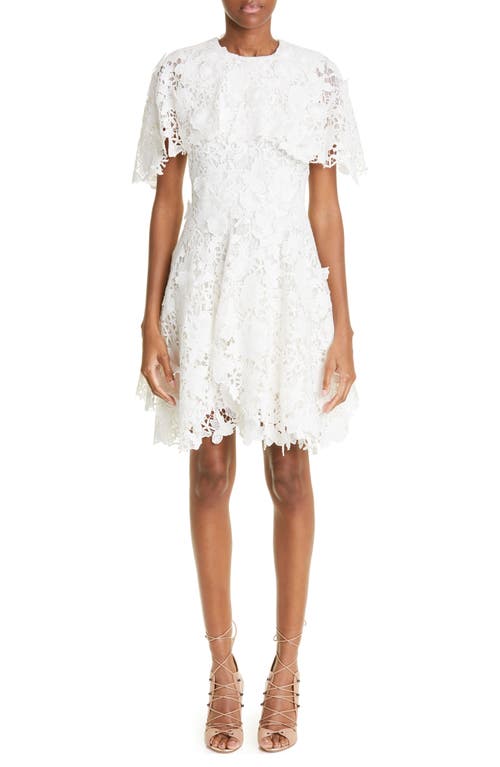 Jason Wu Collection Floral Guipure Lace Cape Overlay Minidress in Chalk