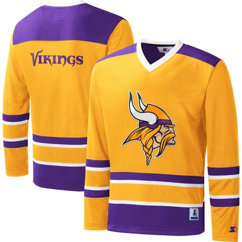 Men's Starter Purple/Gold Minnesota Vikings Field Jersey Long Sleeve T-Shirt