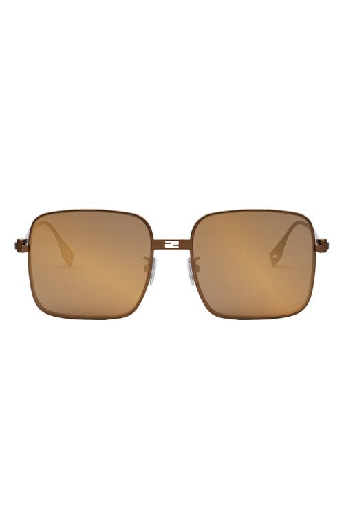 The Fendi Baguette 55mm Geometric Sunglasses in Shiny Light Brown /Mirror 