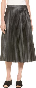 Halogen metallic sale pleated skirt