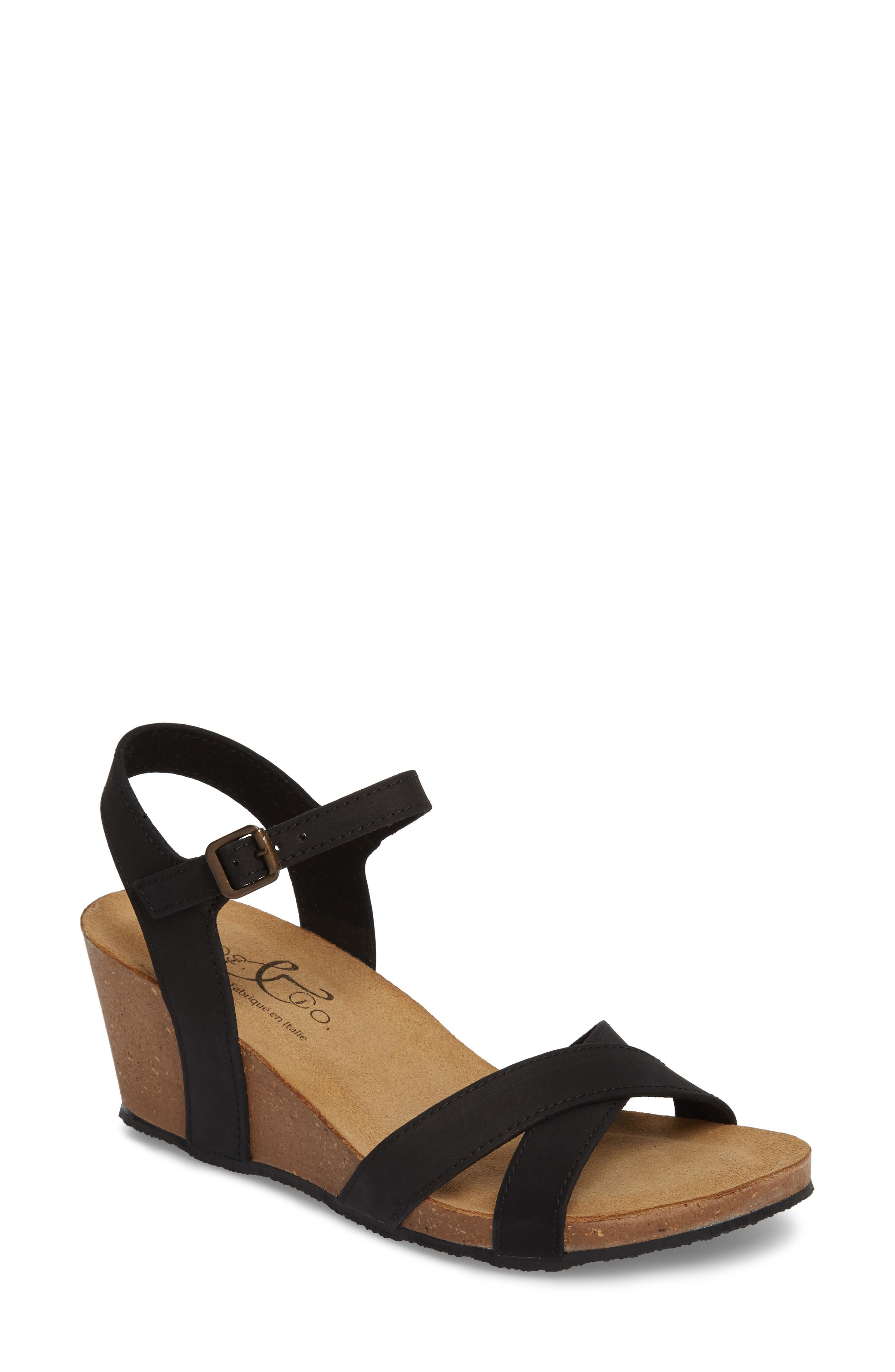 Bos. & Co. Lucca Wedge Sandal, Black