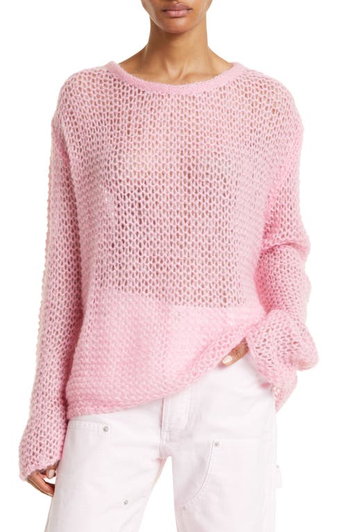 DREAM BABY Open Stitch Oversize Sweater in Pink