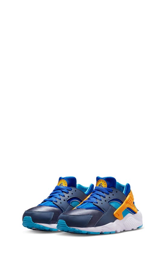 Nike Kids' Air Huarache Sneaker In Diffused Blue/ Blue/ Orange