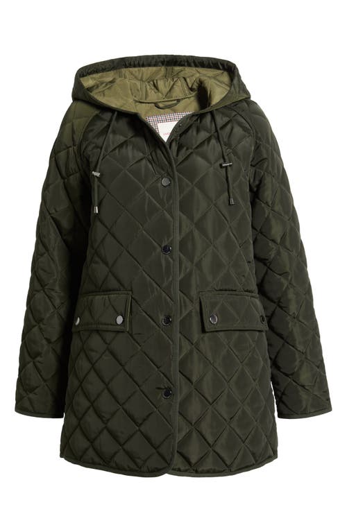 LUCKY BRAND LUCKY BRAND QUILTED A-LINED HOODED COAT