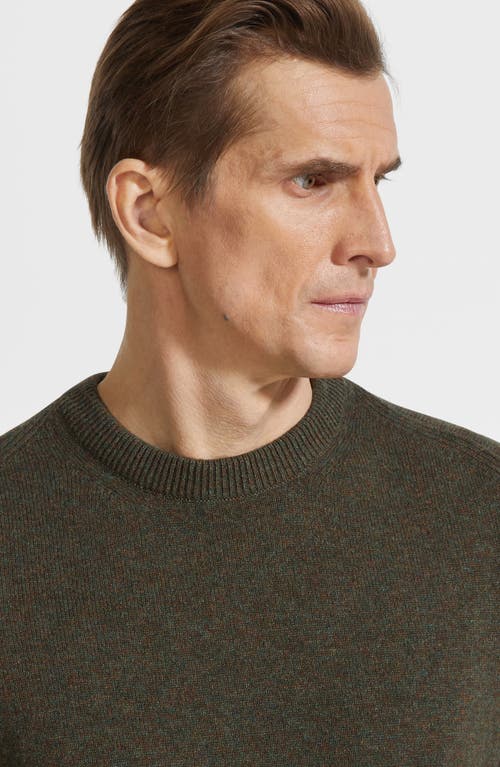 Shop Zegna Oasi Cashmere Crewneck Sweater In Fango