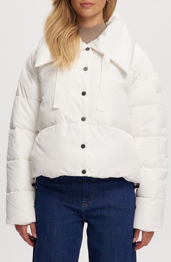 Noize Crop Puffer Jacket In White