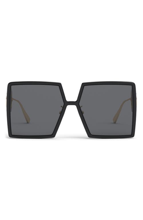 Shop Dior 30montaigne Su 58mm Square Sunglasses In Shiny Black/smoke Polarized