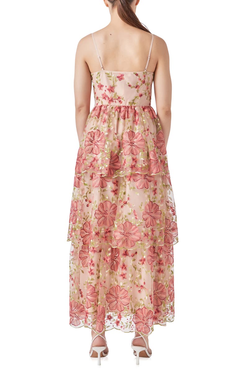 Endless Rose Floral Embroidered Tiered Maxi Dress, Alternate, color, Pink