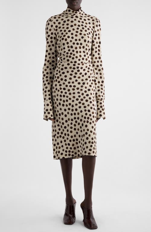 Shop Dries Van Noten Delvet Polka Dot Long Sleeve Tie Waist Dress In Ivory