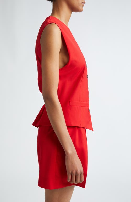 Shop Max Mara Zuai Virgin Wool Suiting Waistcoat In Red