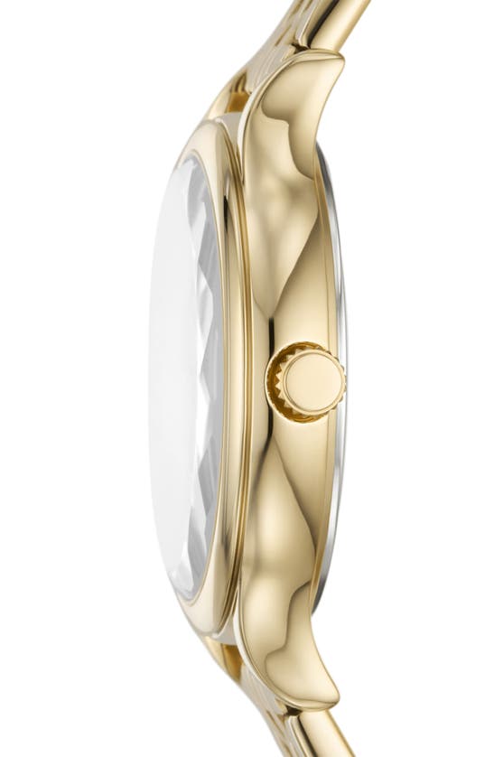 Fossil Laney Cz Embellished Three-hand Quartz Bracelet Watch, 34mm In Gold