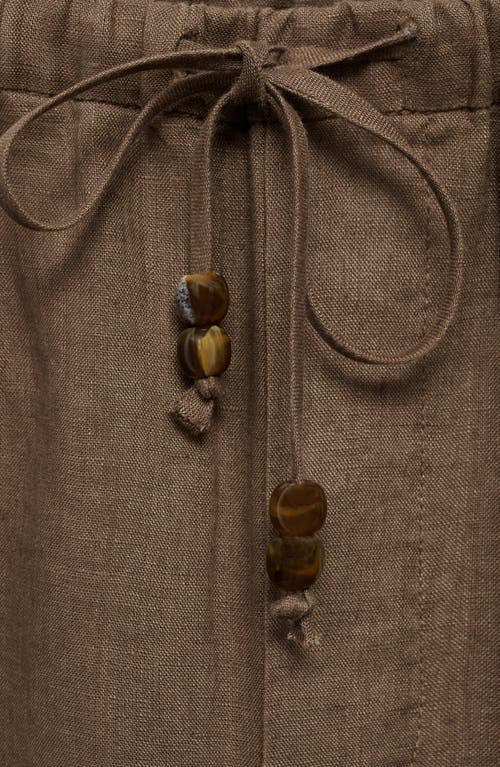 Mango Linen Jogger Trousers Medium Brown In Medium Brown