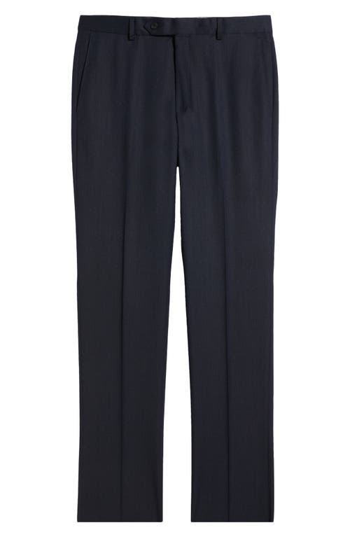 Shop Samuelsohn Flat Front Straight Leg Dress Pants In Navy