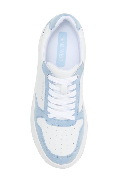 Shop Nine West Calpha Platform Sneaker In White/light Blue