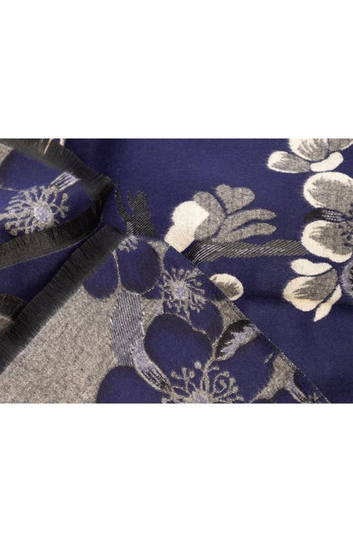 Saachi Floral Reversible Scarf In Navy/grey/white