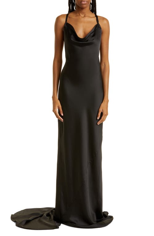 Norma Kamali Cross Back Satin Gown in Black at Nordstrom, Size Small