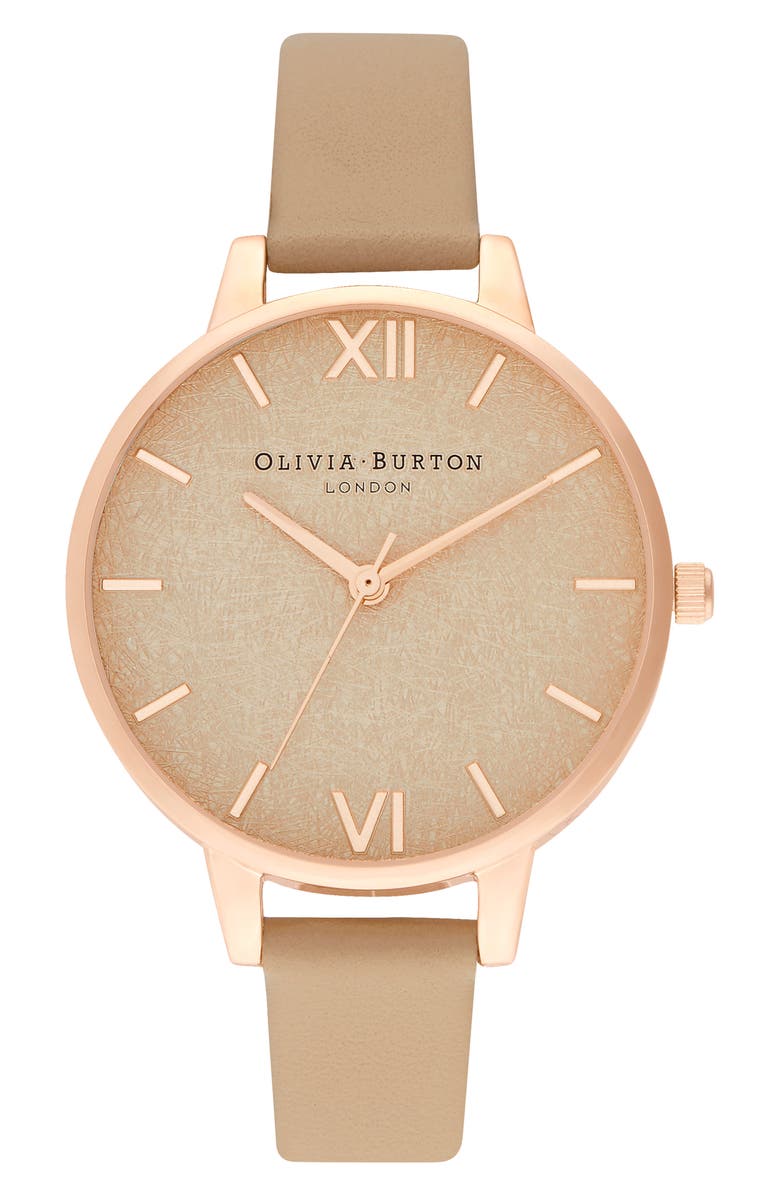 Olivia Burton Woven Dial Leather Strap Watch 34mm Nordstrom