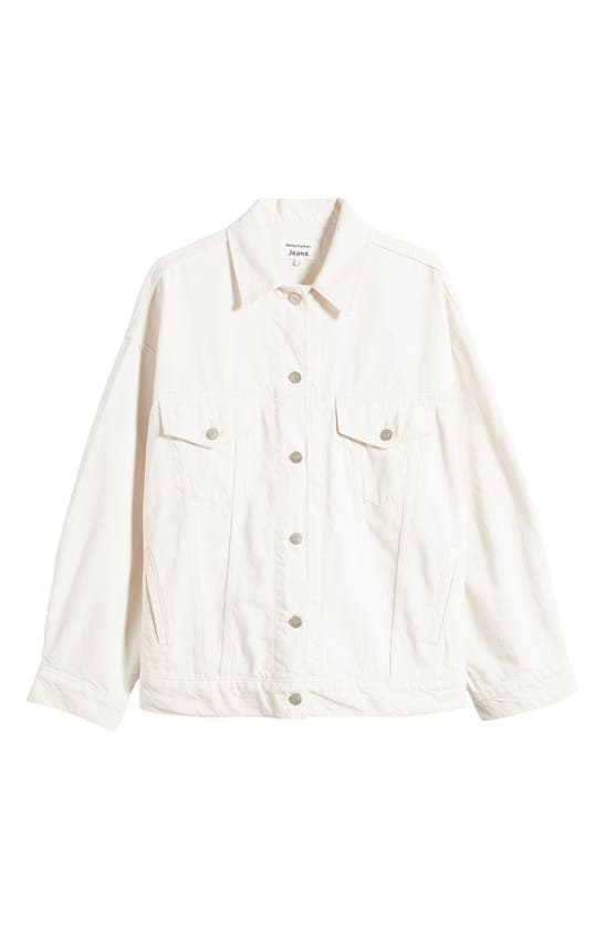 Shop Reformation Brooks Oversize Organic Cotton Denim Jacket In Fior Di Latte