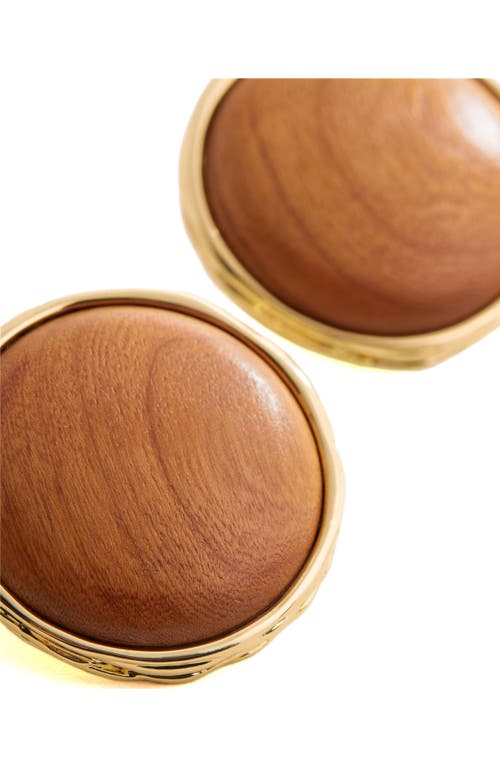 Shop Mango Wood Stud Earrings In Gold/wood