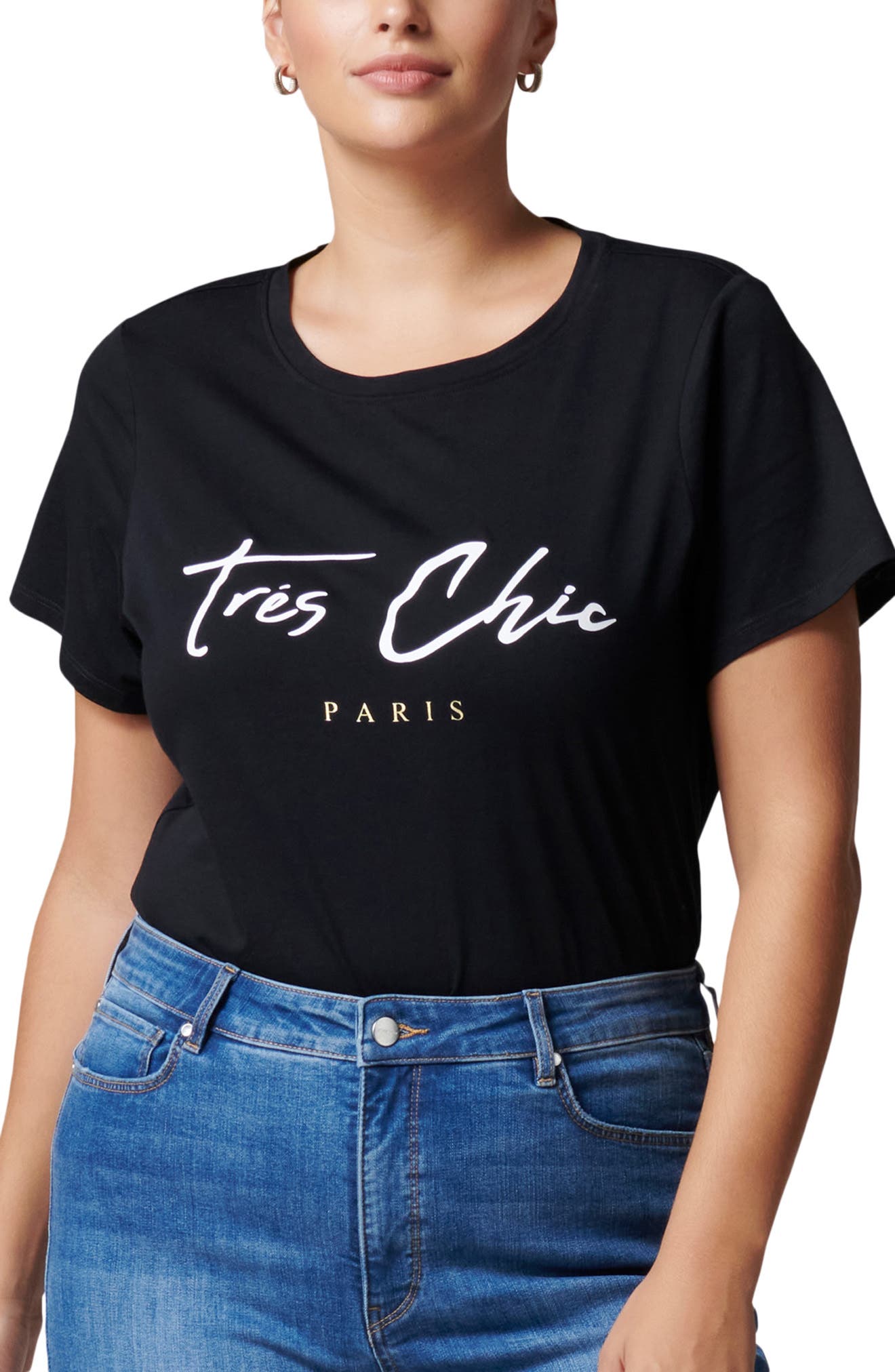 Ever New Bobbi Tres Chic Graphic Tee in Black at Nordstrom
